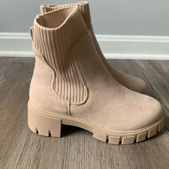 Chelsea Platform Boots Suede Tan Beige Size 7 - Picture 5 of 10